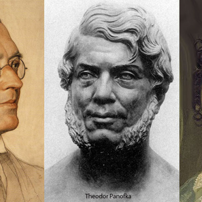 triptych of Montague James, Theodor Panofka, and Johanna Schopenhauer